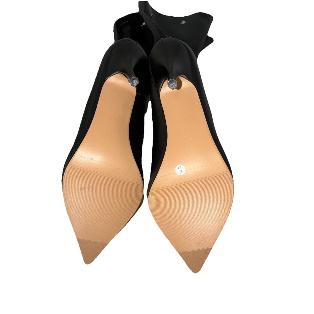 Boots Knee High Women's 9.5 Black Detachable Front Panel‎ 2-Way Stiletto Pointy